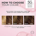 L'Oreal Paris Excellence Crème Permanent Hair Dye, Triple Care Hair Color with Pro-Keratine Complex for 100% Gray Hair Coverage, 5G Medium Golden Brown, 1 Kit (Pack of 2)