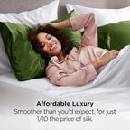 Bedsure King Size Satin Pillowcase Set of 2 - Moss Silky Pillow Cases for Hair and Skin with Envelope Closure, Similar to Silk Pillow Cases, Gifts for Women Men, 20x36 Inches, 2pcs