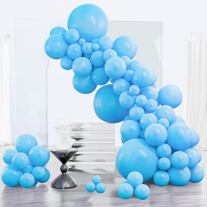 PartyWoo Light Blue Balloons 123pcs Baby Pastel Blue Color 5 Inch | 18 12 10 5 by PartyWoo