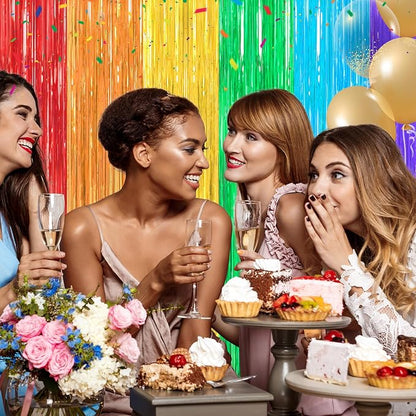 Crosize 4 Pack Rainbow Streamers Backdrop, 3.3 x 9.9 ft, Party Decorations | - Image 6
