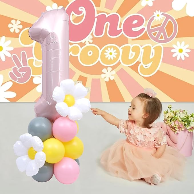 Daisy 1st Birthday Balloon Tower DIY Kit - Image 7