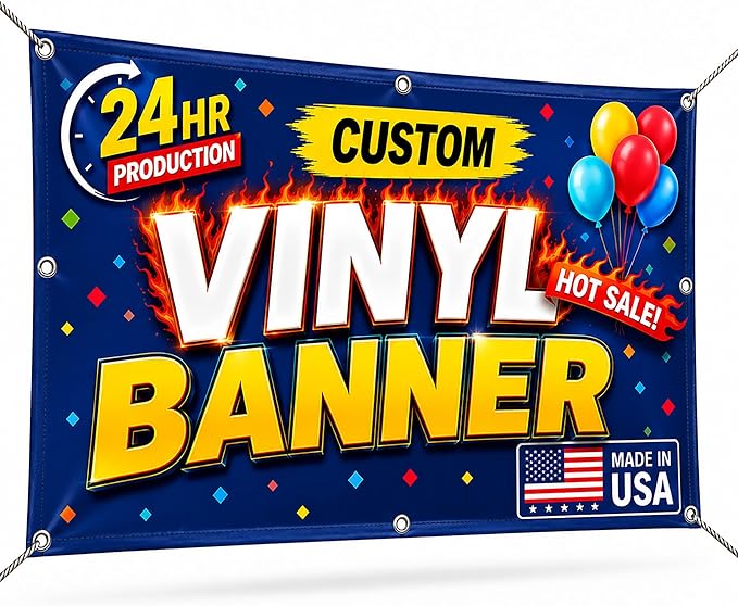Custom Banner, 13oz Heavy Duty Personalized Banner, Full Color High Resolution by NGKU