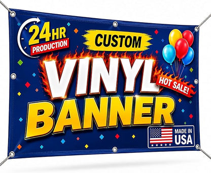 Custom Banner, 13oz Heavy Duty Personalized Banner, Full Color High Resolution by NGKU