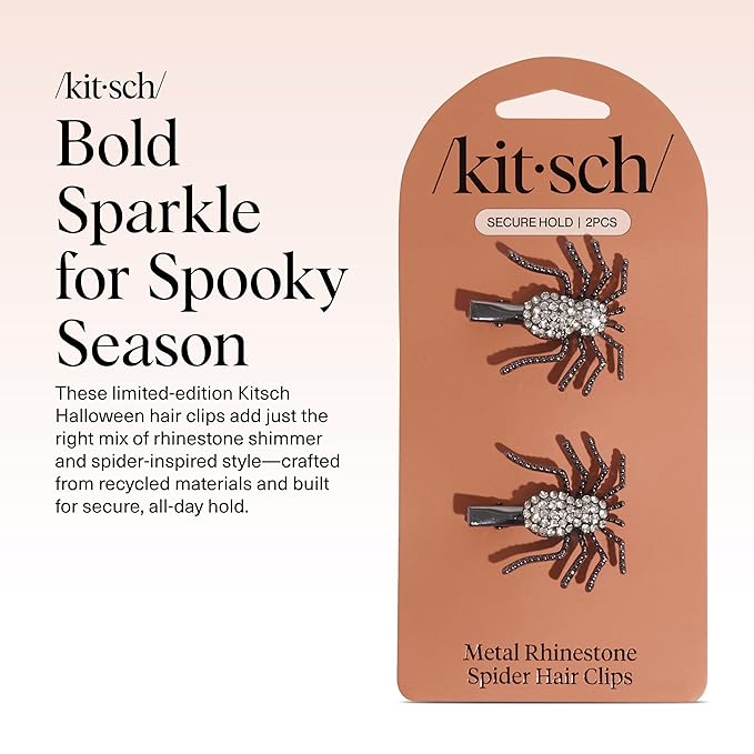 Kitsch Spider Hair Clips for Women – Rhinestone Hair Accessories with Strong Grip | Sparkly Barrettes for Styling & Everyday Hairstyles | Ideal Gifts for Women - 2 Pcs