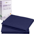 California Design Den King Pillow Cases Set of 2-1000 Thread Count Sateen, Soft and Thick 100% Cotton King Size Pillow Cases, Durable - Navy Blue