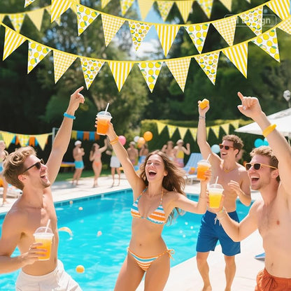 G2PLUS 39Ft Lemon Party Decorations, Reusable Cotton Triangle Flags Party - Image 6