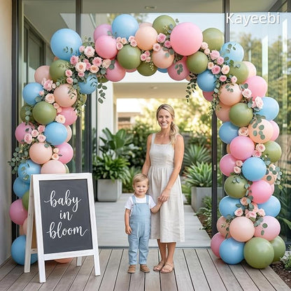 Blue Pink Green Balloons Dusty Green Blue Light Pink Latex Balloons 12inch Mist - Image 3