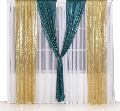 Poise3EHome 2ft x 8ft Teal Sequin Backdrop Curtains 2 Panels - Image 9