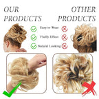 Large Messy Bun Hair Piece Curly Synthetic Extensions Scrunchies Fake Chignon Updo Hairpieces for Women Blonde Highlights