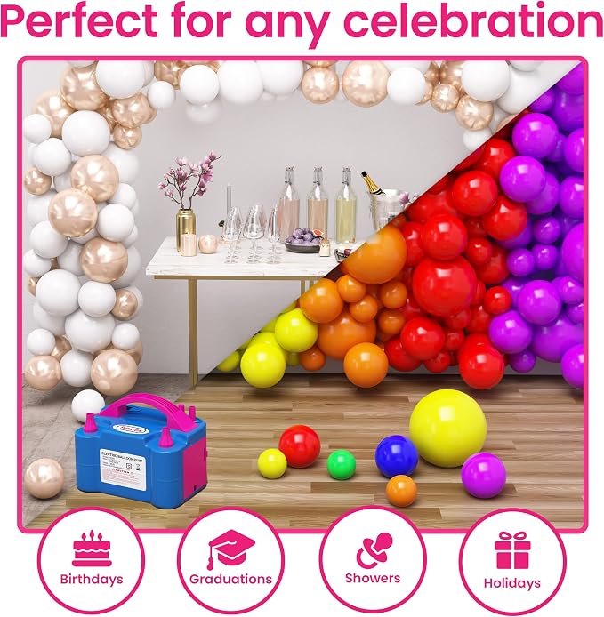 Prextex Balloons Electric Pump Inflate, Easy Bulk Balloons Filling - Image 6
