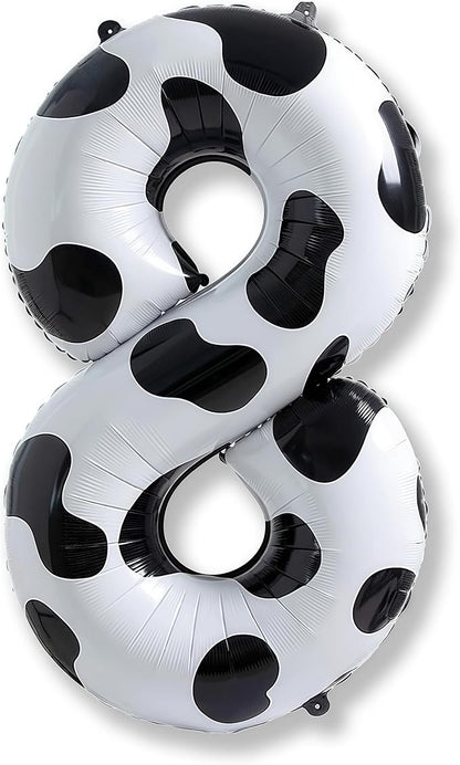 40 Inch Cow Print Number 8 Balloons, Large Foil 8th Birthday Balloon Decorations by Isndare
