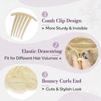 BARSDAR Short Ponytail Extension - 10 Inch Loose Curly Wavy Drawstring Comb Clip Pony Tails Hair Extensions for Women, Synthetic Clip in Ponytails Hairpieces - Platinum Blonde