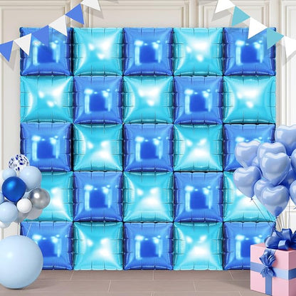 LightBlue and Blue Square Foil Balloons 25 Pcs Metallic LightBlue and Blue by Unknown