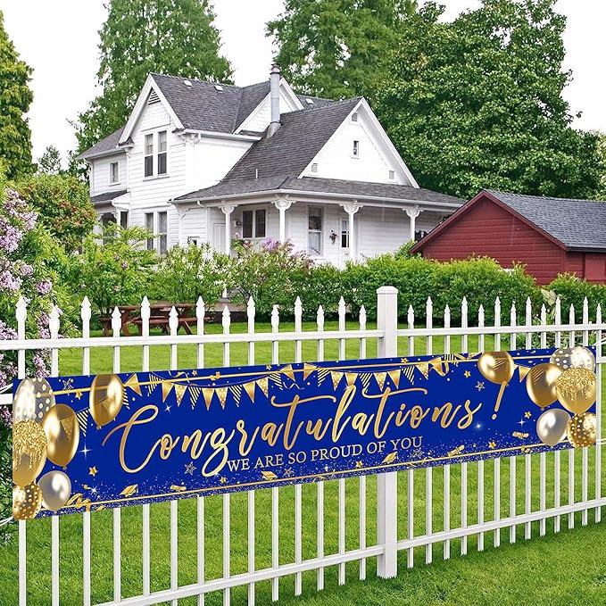 Graduation Decoration Banner Blue and Gold Graduation 2026 Banner Sign Gold - Image 6