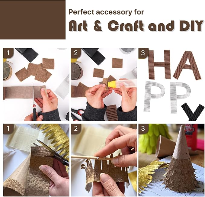 PartyWoo Brown Boho Neutral Crepe Paper Streamers 6pcs 492 FT | Birthday Baby - Image 4