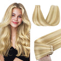 GOO GOO Tape in Hair Extensions Human Hair, 18D/22F Dirty Blonde Highlights, 26inch 60g 20pcs, Skin Weft Seamless Invisible, Silky Straight with Thick Ends, Remy Human Hair