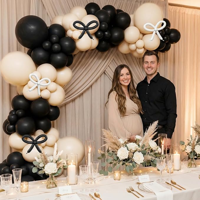 Black and White Balloon Garland Arch Kit 114pcs, Bow Balloon Garland Kit 5 10 - Image 8