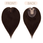 Hair Toppers for Women Real Human Hair No Bangs, 13 * 15 cm Larger Silk Base 150% Density Clip In Topper Hairpieces, Wiglet Top Pieces Add Volume -12 Inch 02 Dark Brown