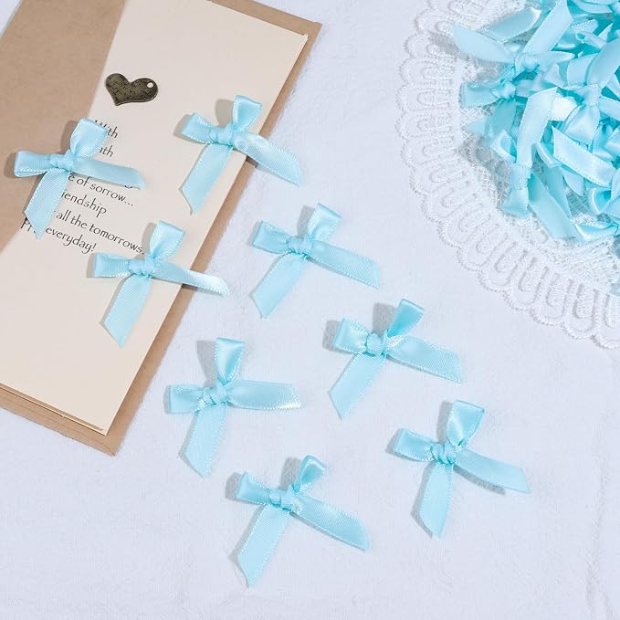 Blue Mini Bows 1.57" 100PCS Small Satin Ribbon Bows - Image 4