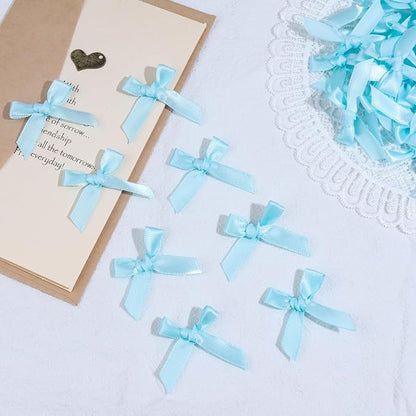 Blue Mini Bows 1.57" 100PCS Small Satin Ribbon Bows - Image 4