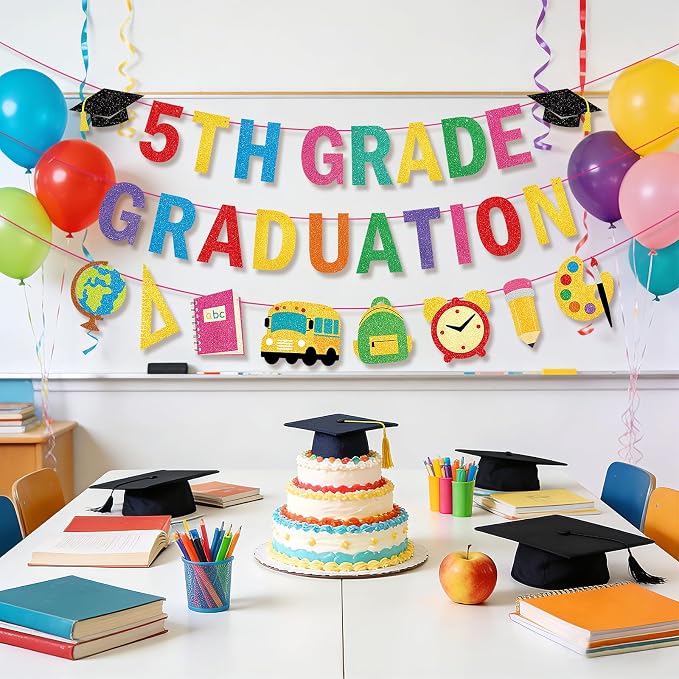 5th Grade Graduation Decorations Banner, Elementary Graduation Party Decor - Image 2