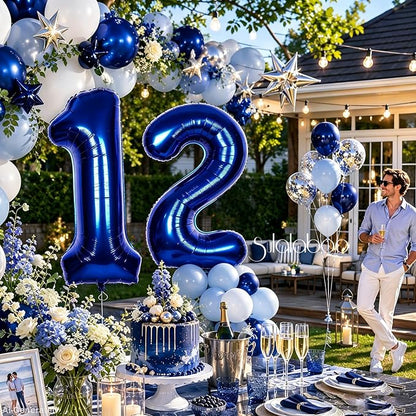 40 Inch Navy Blue Big Number 12 Balloon 0-9 Large Helium | Royal Blue Balloons - Image 4