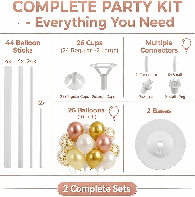 Balloon Column Stand Kit with Balloons, Base and Pole, Balloon Column Kit - Image 2