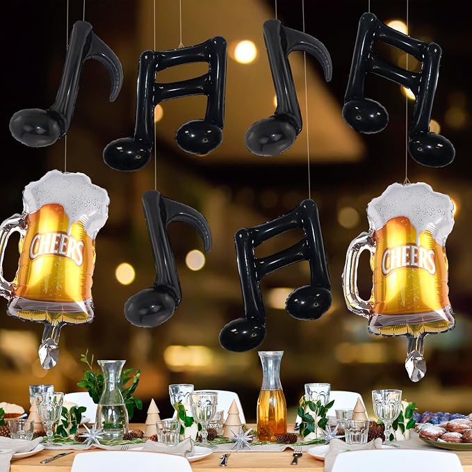 12 Piece Set Of Beer Balloons And Musical Note Balloons Made Of Foil Polyester - Image 3