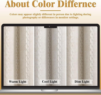Ivory 100% Boho Blackout Curtains 90 Inch 2 Panels - Image 6