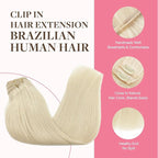 GOO GOO Clip in Hair Extensions Real Human Hair, Remy Human Hair Extensions Clip ins for Women, Natural Human Hair, 22inch 150g 9Pcs, 60A Platinum Blonde