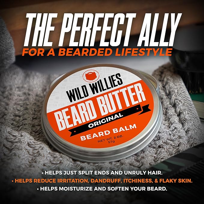 Wild Willies Beard Care Kit: Heated Beard Straightener for Men, Beard Butter, & Beard Growth Serum - Ultimate Grooming Tool Set, Beard Balm, Hydrating Serum, Hot Comb Beard Brush for Daily Use