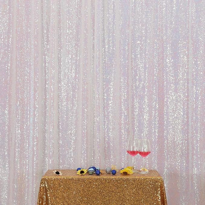 Eternal Beauty White Iridescent 3mm Sequin Backdrop 6x8 Ft - Image 3