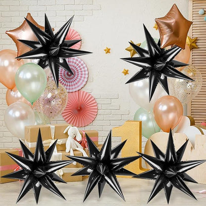 60 Pcs Star Balloons Explosion 12 Point Foil Cone Balloons Magic Balloon Large - Image 2
