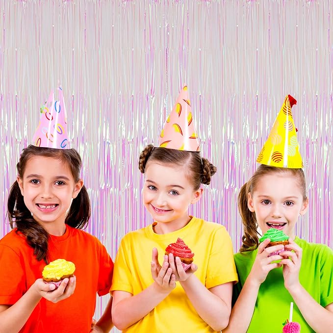 Voircoloria 3 Pack 3.3x8.2 Feet Iridescent Transparent Foil Fringe Backdrop - Image 6