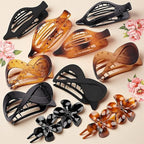 10 Pcs Flat Hair Clips for Women, Lay Flat Claw Clips French Glossy Claw Clips for Thick & Thin Hair No-Slip Hair Claw Strong Hold Barrettes Hair Clamps for Women