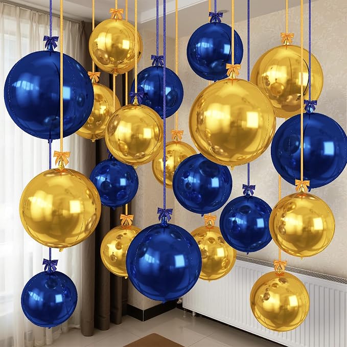 Navy Gold Round Foil Balloons by Togvu