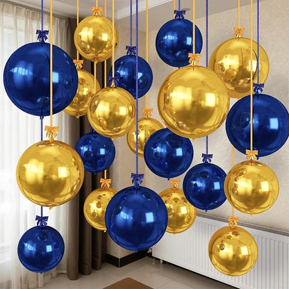 Navy Gold Round Foil Balloons by Togvu