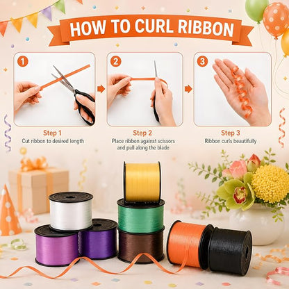 BEISHIDA 3 Pack 100 Yard Matte Black Green Brown Curling Crimped Ribbon Balloon - Image 3