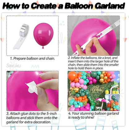 Tropical Balloons Arch Kit, Hawaiian Balloon Garland Arch Kit, Hot Pink Green - Image 3