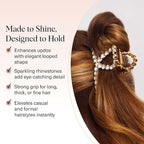 Kitsch Gold Loop-Shaped Hair Clip for Women with Rhinestones - Durable Metal, Strong Hold, & Elegant | Gold Hair Accessories | Ideal Gifts for Women - 1pc
