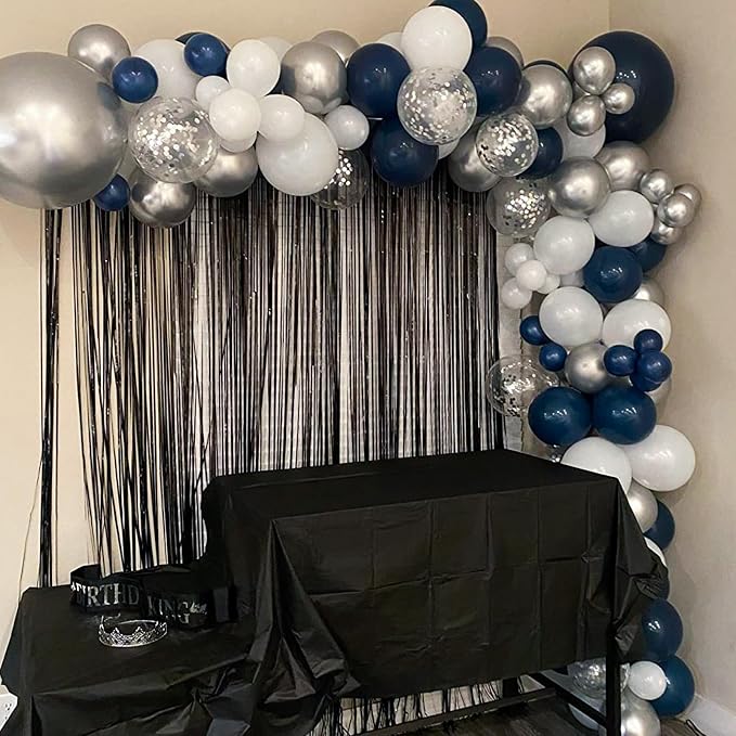 Blue Silver Balloons Set, 12 Inch Blue and Silver Balloons Dark Navy and - Image 6