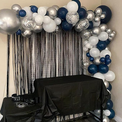 Blue Silver Balloons Set, 12 Inch Blue and Silver Balloons Dark Navy and - Image 6