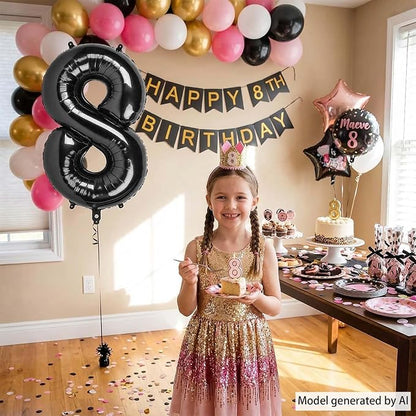 Black Number 8 Balloon 40 Inch, Foil Numeral - Image 6