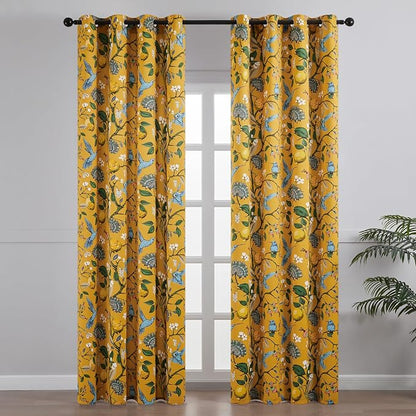 Topfinel 80 Inches Long Custom Mustard Yellow Luxury Curtains - Image 2