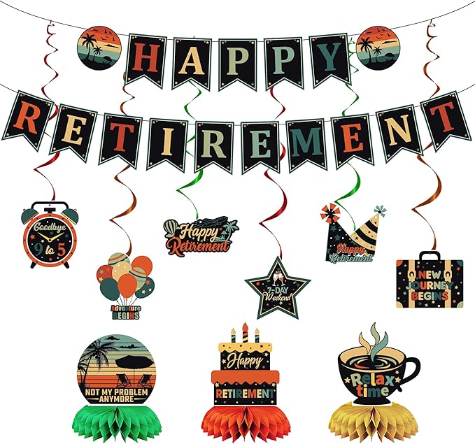 Vlipoeasn Colorful Retirement Decorations by Vlipoeasn