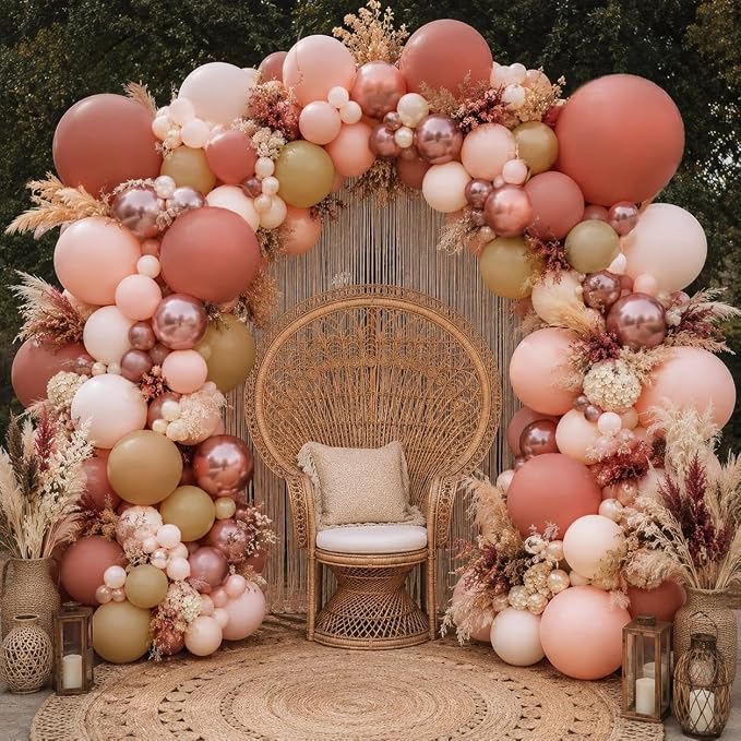Dusty Pink Brown Balloon Garland Double Stuffed Nude Tan Pink Rose Gold | Dusty by Pinbra
