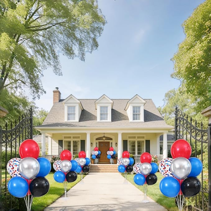 4 Sets Black Silver Red Blue Balloons Stand - Image 2