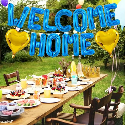 TONIFUL 16 Inch Blue WELCOME HOME Foil Letter Balloons Banner Decorations | - Image 6