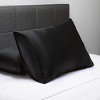 Fishers Finery 25mm 100% Pure Mulberry Silk Pillowcase (Black Queen 2 Pack)