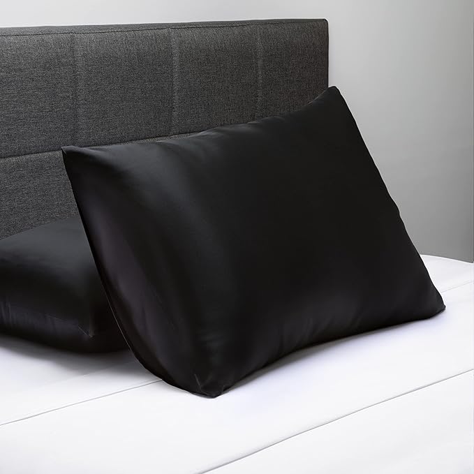 Fishers Finery 25mm 100% Pure Mulberry Silk Pillowcase (Black Queen)